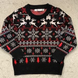 Kids Christmas Sweater | Snowflakes and reindeer pattern size 6 (S)